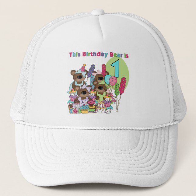 Teddy Bear Party 1st Birthday tshirts and Gifts Trucker Hat (Front)