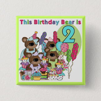 Teddy Bear Party 2nd Birthday T-shirts and Gifts 15 Cm Square Badge