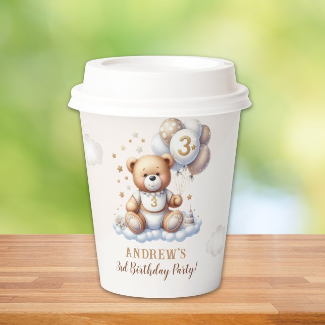 Teddy Bear Party – 3rd Birthday Tableware Paper Cups (Creator Uploaded)