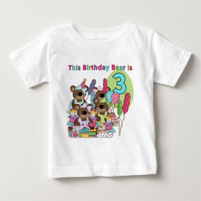 Teddy Bear Party 3rd Birthday Tshirts and Gifts (Front)