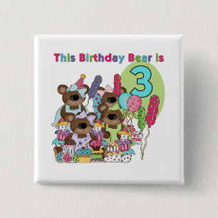 Teddy Bear Party 3rd Birthday Tshirts and Gifts 15 Cm Square Badge