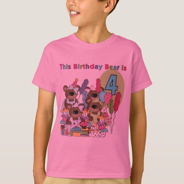 Teddy Bear Party 4th Birthday Tshirts and Gifts (Front)