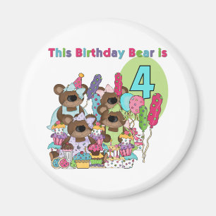 Teddy Bear Party 4th Birthday Tshirts and Gifts Magnet