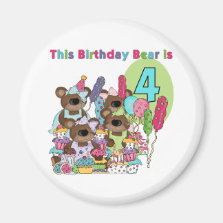 Teddy Bear Party 4th Birthday Tshirts and Gifts Magnet