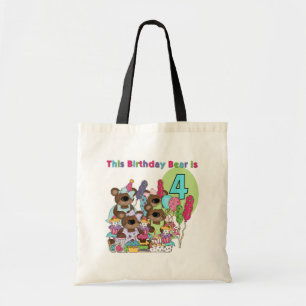 Teddy Bear Party 4th Birthday Tshirts and Gifts Tote Bag
