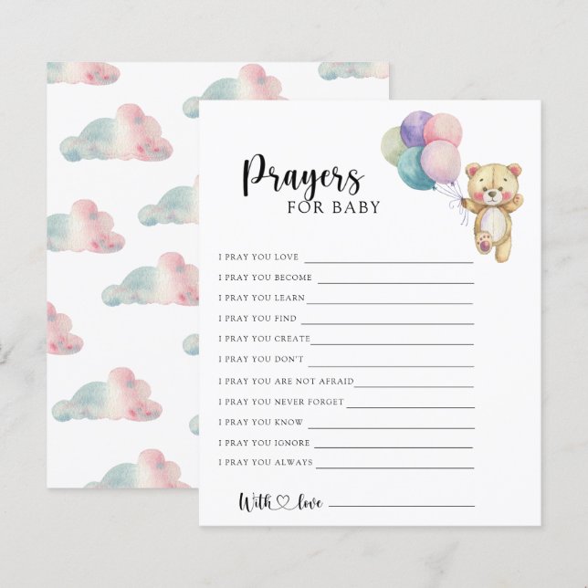 Teddy bear - Party game | prayers for baby (Front/Back)