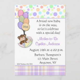 Teddy Bear Pastel Baby Shower Invitation