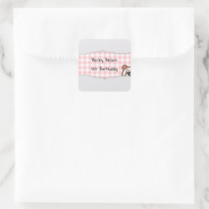 Teddy Bear Peekaboo birthday Square Sticker