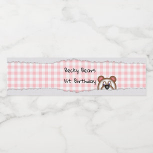Teddy Bear Peekaboo birthday Water Bottle Label