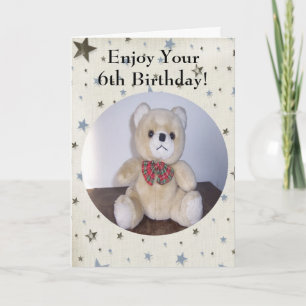 Teddy Bear Personalised 6th Birthday Card