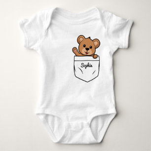 Teddy Bear Personalised Animal Pocket Baby Bodysuit