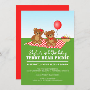 Teddy Bear Picnic Birthday Party Invitation