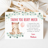 Teddy Bear Picnic Floral Birthday Thank You