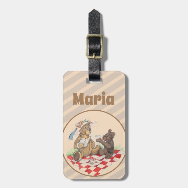 Teddy Bear Picnic Luggage Tag (Front Vertical)
