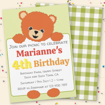 Teddy Bear Picnic Summer Birthday Party Invitation
