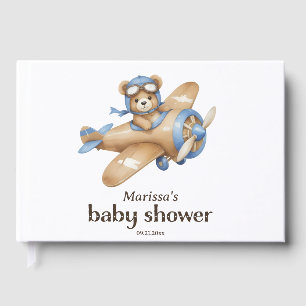 Teddy Bear Pilot Baby Boy Shower Guest Book