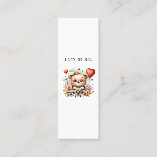 Teddy Bear Pilot Birthday Calling Card (Front)