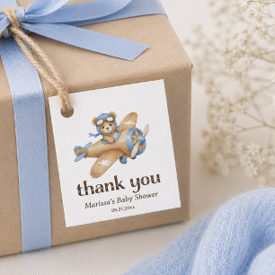 Teddy Bear Pilot Boy Baby Shower Favour Tags