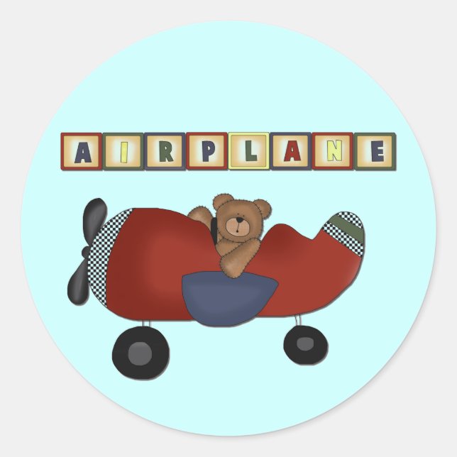 Teddy Bear Pilot Tshirts and Gifts Classic Round Sticker (Front)
