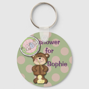 Teddy Bear Pink and Green Key Ring