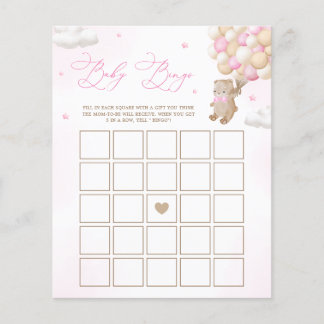 Teddy Bear Pink Baby Shower Bingo Game