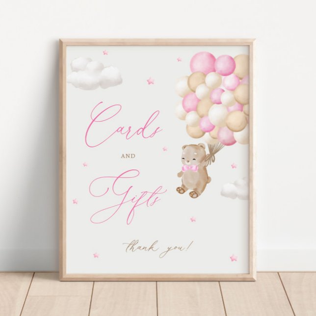 Teddy Bear Pink Baby Shower Cards & Gifts Poster (Creator Uploaded)