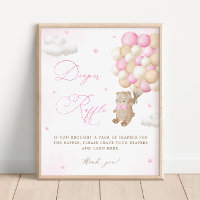 Teddy Bear Pink Baby Shower Diaper Raffle
