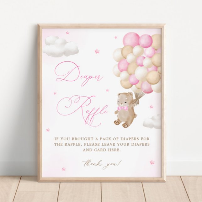 Teddy Bear Pink Baby Shower Diaper Raffle Poster (Creator Uploaded)