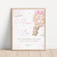 Teddy Bear Pink Baby Shower Mimosa Bar