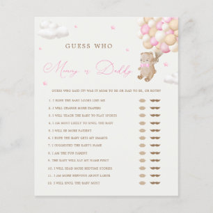 Teddy Bear Pink Baby Shower Mummy or Daddy Game