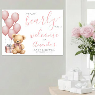 Teddy Bear Pink Baby Shower Welcome Poster