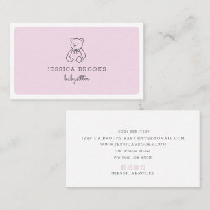 Teddy bear, pink, babysitter, children daycare  business card