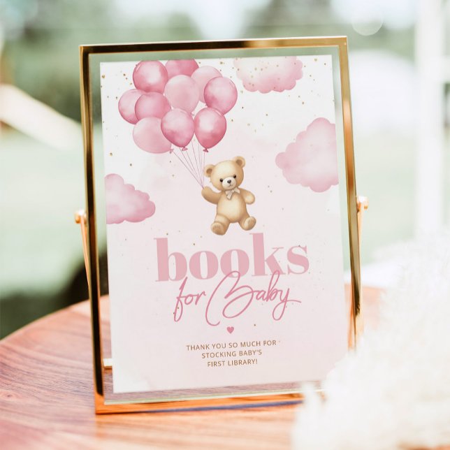 Teddy bear pink balloons baby girl Books for baby Poster (Creator Uploaded)