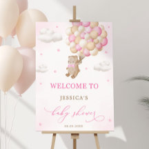 Teddy Bear Pink Balloons Baby Shower