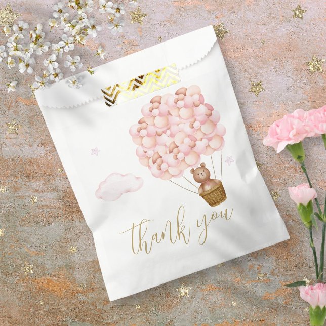 Teddy Bear Pink Balloons Baby Shower Thank You Favour Bags (Teddy Bear Pink Balloons Baby Shower Thank You Favor Bag)
