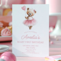 Teddy Bear Pink Beary First 1st Birthday Party