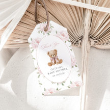 Teddy Bear, Pink Bow, Pink Flowers, Baby Shower