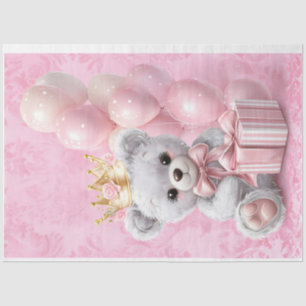 Teddy Bear Pink Colors Tissue Paper