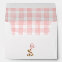 Teddy Bear Pink Gingham Check Pattern