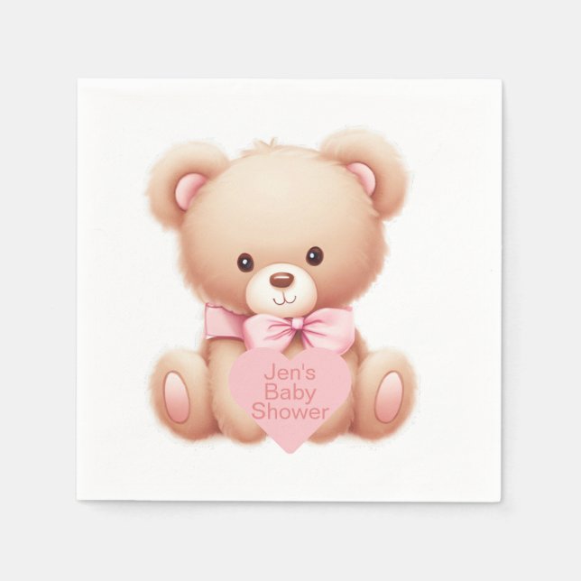 Teddy Bear Pink Napkin (Front)