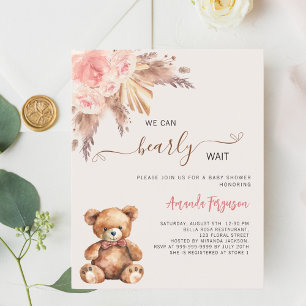 Teddy bear pink pampas grass girl baby shower