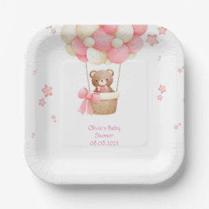 TEDDY BEAR PINK PAPER PLATE
