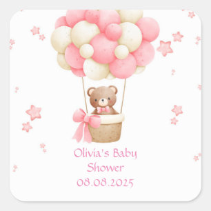 TEDDY BEAR PINK  SQUARE STICKER