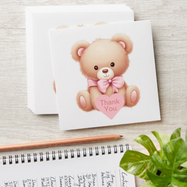 Teddy Bear Pink Thank You Envelope (Stacked)