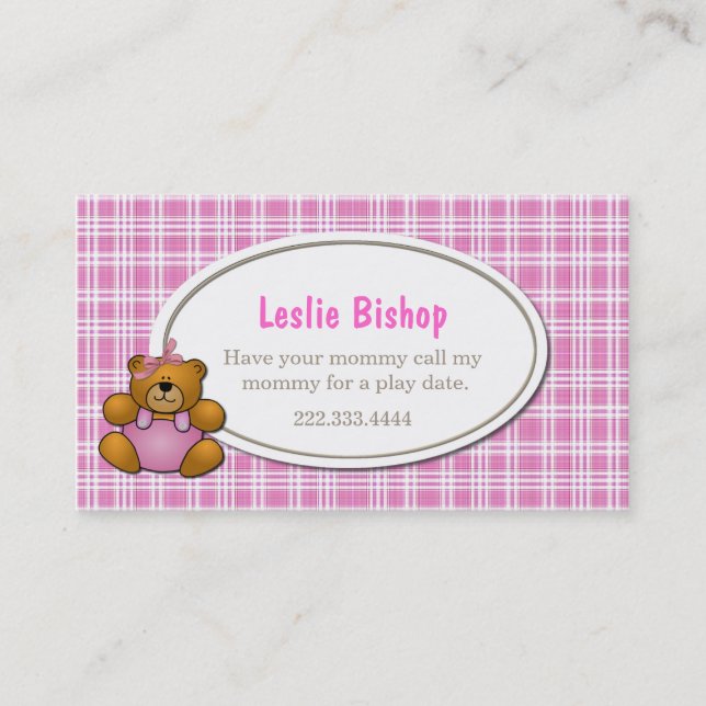 Teddy Bear Play Date Card (Front)