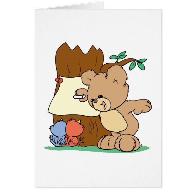 teddy bear playing school teaching the birds (Front)