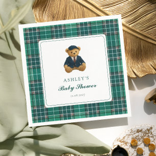 Teddy Bear Preppy Boy Baby Shower Napkin