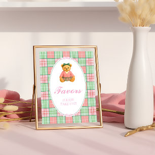 Teddy Bear Preppy Girl Baby Shower Favors Poster