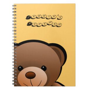 Teddy Bear Print Personalised Spiral Notebook