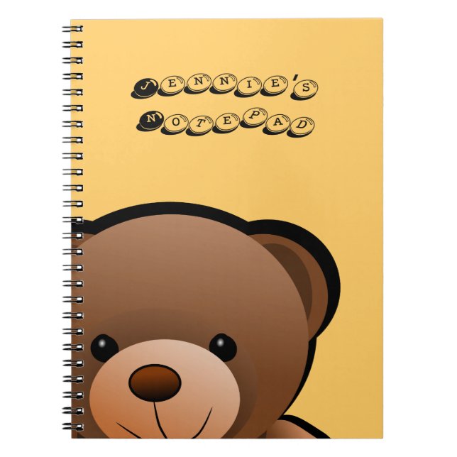 Teddy Bear Print Personalised Spiral Notebook (Front)